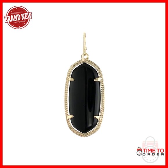 Gold Plated Brass Drop Earrings with Custom Stone, 1.75\
